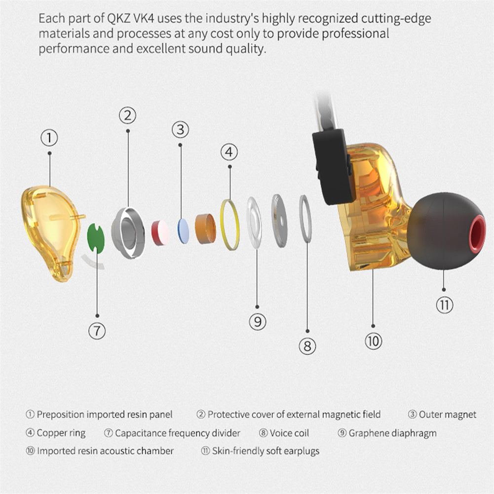 Hi-fi Sports Headphones 3.5mm In-ear Earphone Qkz Ak6 Copper Driver Black.