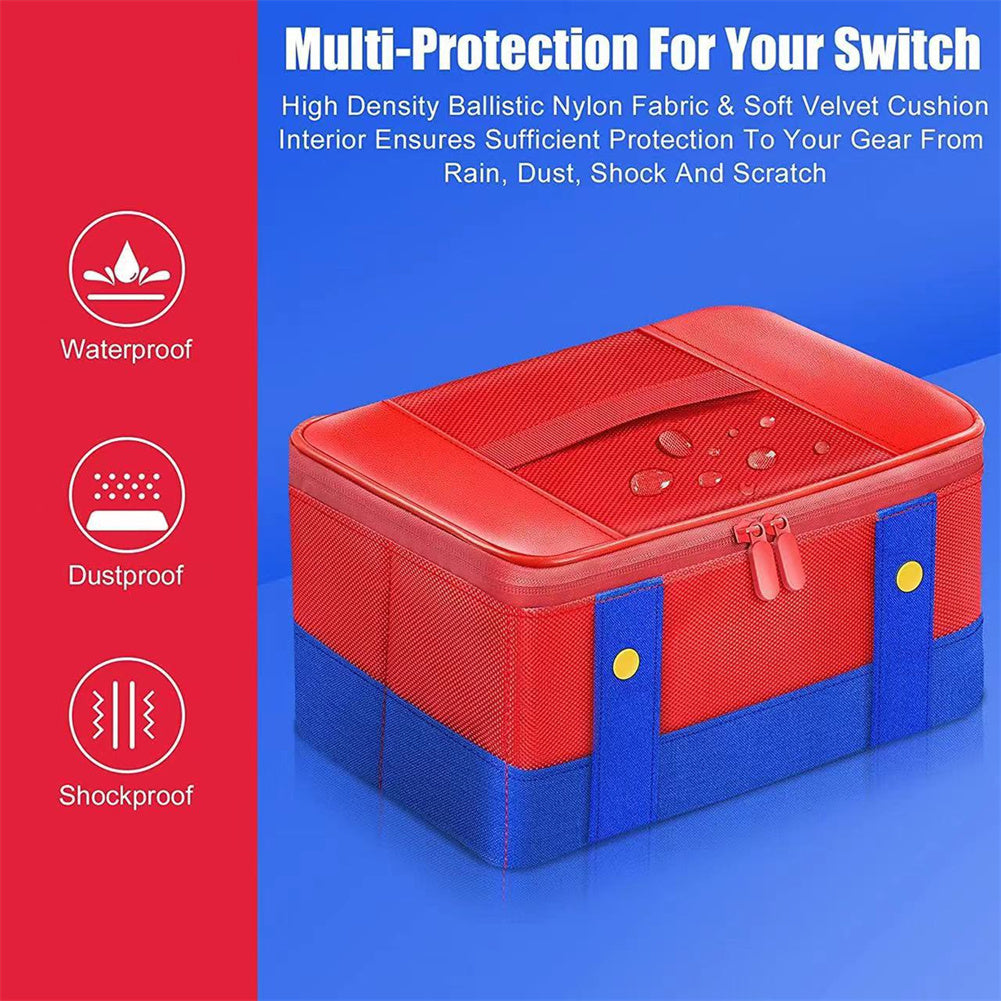 Large Carrying Protective Case Travel Storage Bag Compatible For Nintendo Switch Oled Console Pro Controller red blue.