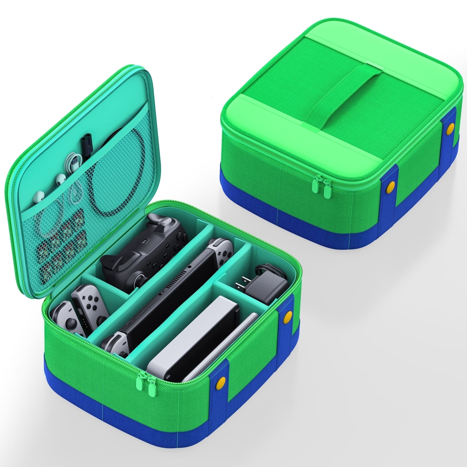 Large Carrying Protective Case Travel Storage Bag Compatible For Nintendo Switch Oled Console Pro Controller red blue.