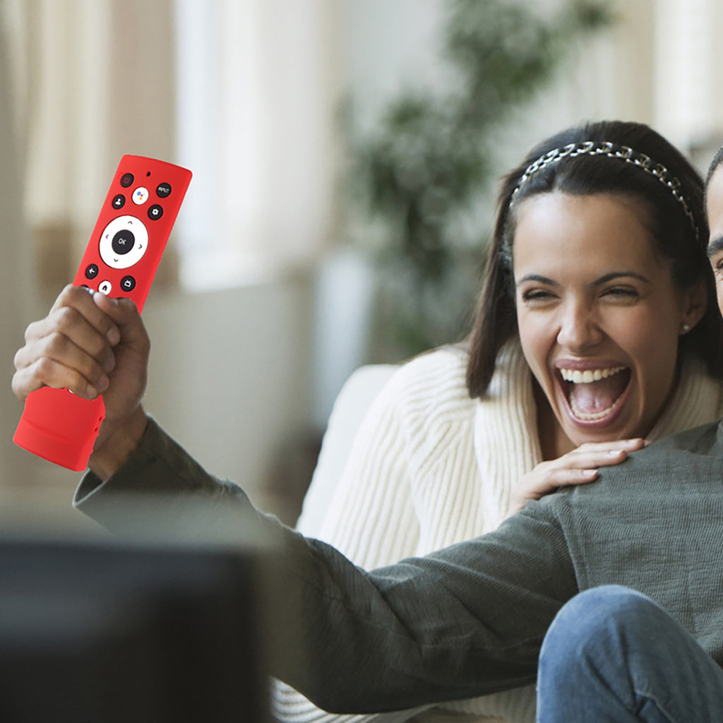 Silicone Case Compatible For Hisense ERF3V90H 100L5G-DLT100B Tv Remote Dust-proof Cover Sleeve With Lanyard red.