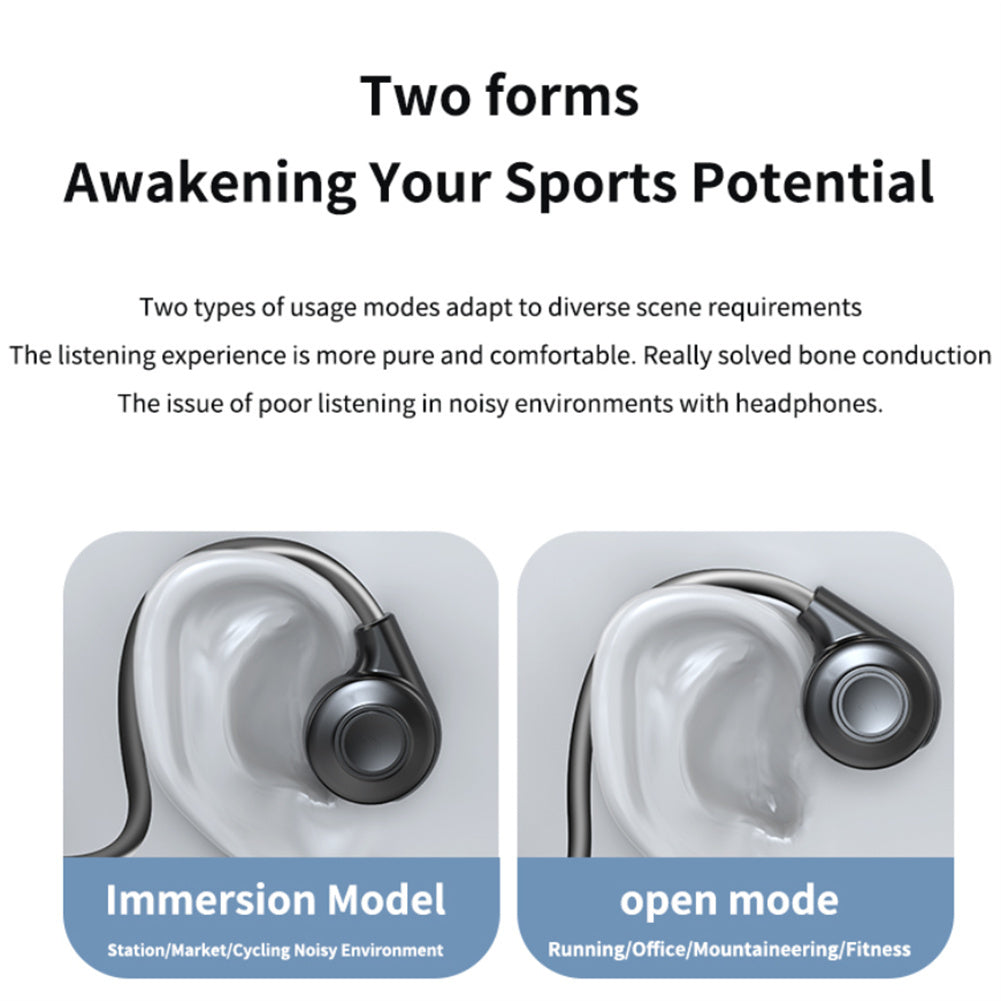 M2 Bone Conduction Headphones Sports Wireless Earphones With Built-in Mic For Running Cycling Hiking Driving black.