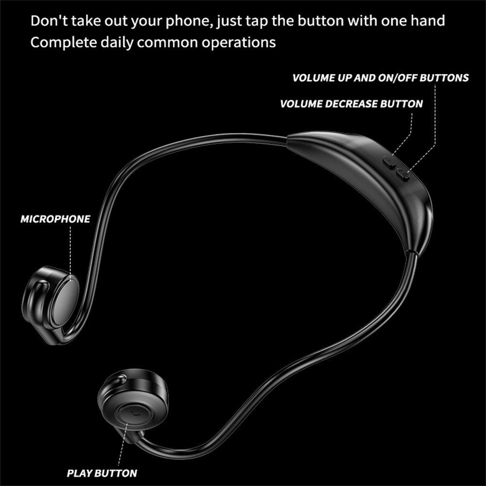 M2 Bone Conduction Headphones Sports Wireless Earphones With Built-in Mic For Running Cycling Hiking Driving black.