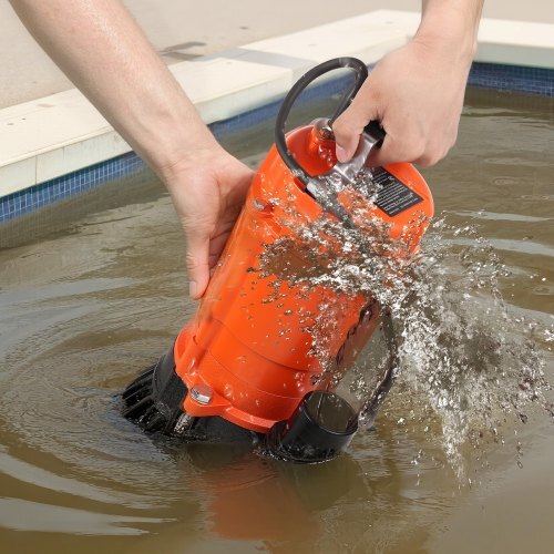 1/2 HP Submersible Trash Pump, 2000 GPH, 120V Cast Iron Submersible Sump Sewage Pump.