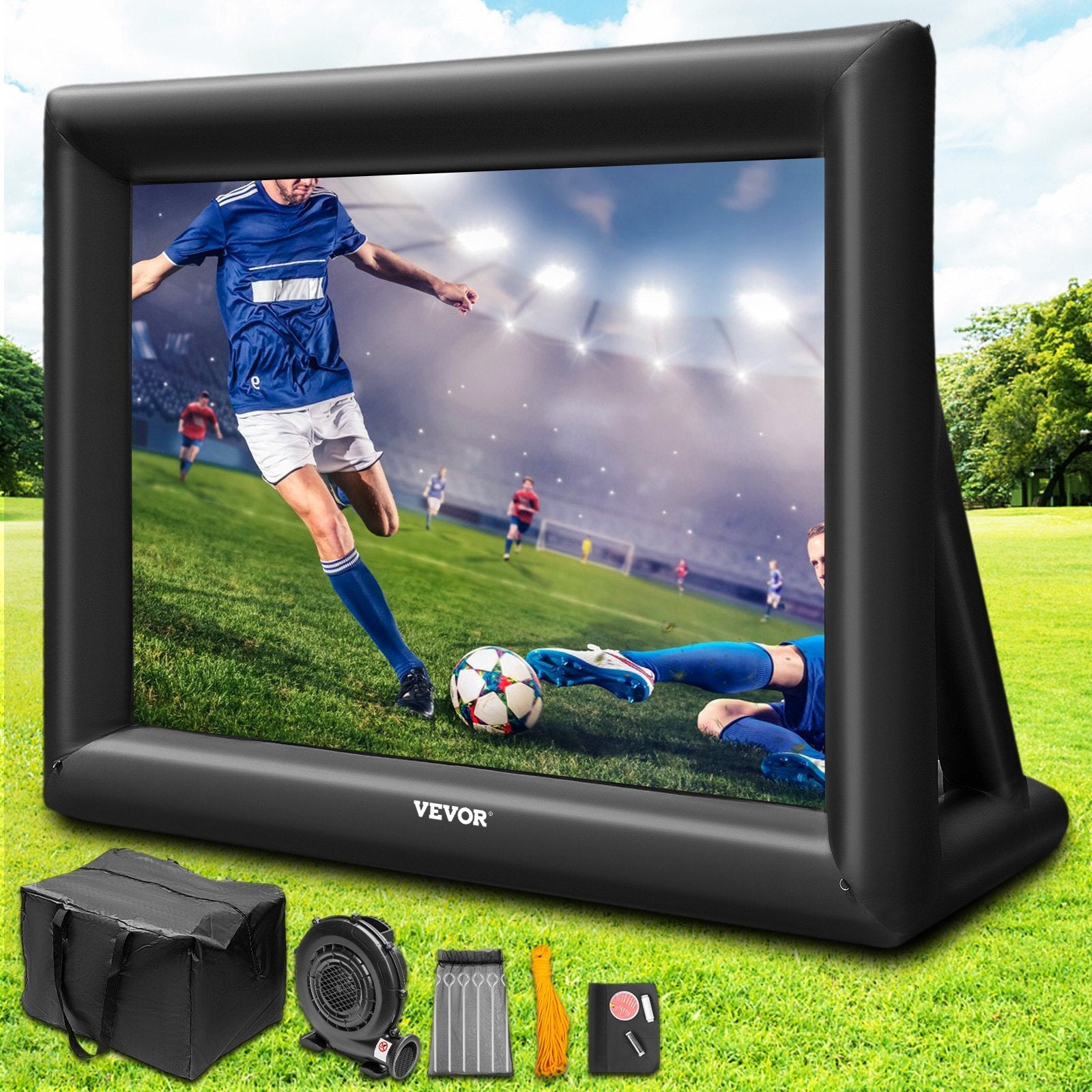 Inflatable Movie Screen 20FT Inflatable Projector Screen for outside with 350W Air Blower Inflatable Screen Oxford Fabric Material Blow Up Screen for Outdoor Movie Supports Front/Rear Projection.