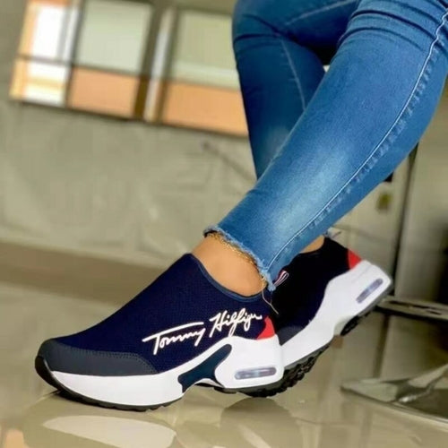 Casual Breathable Wedges Ladies Walking Sneakers Flat Women Shoes.
