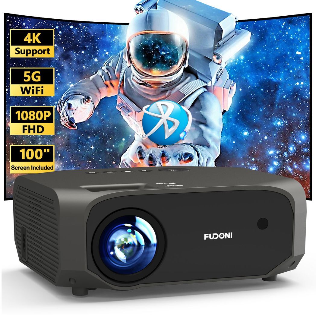 Projector with 5G WiFi and Bluetooth, 10000L Native 1080P Portable Outdoor Video Projector 4K Supported, Home Theater Movie Projector with Screen for Phone/PC/TV Stick/PS5(FBA???,?????).