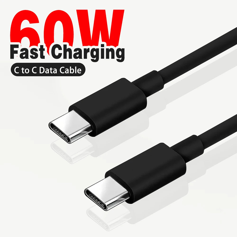USB Type C To USB C Quick Charger Cable PD 60W Fast Charging Charger Data Cable For iPhone Macbook Laptop iPad Type-C USBC Cable.