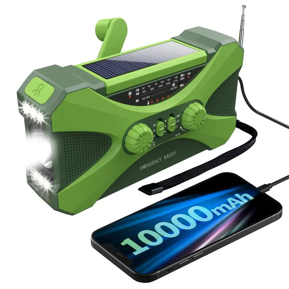 Color: black10000mAh Emergency Radio Portable AM FM WB NOAA Solar Hand Crank Radios Weather Radio LED Flashlight SOS Alarm Power Bank ..