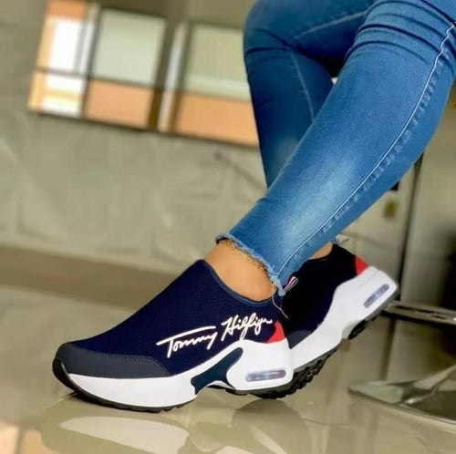 Casual Breathable Wedges Ladies Walking Sneakers Flat Women Shoes.