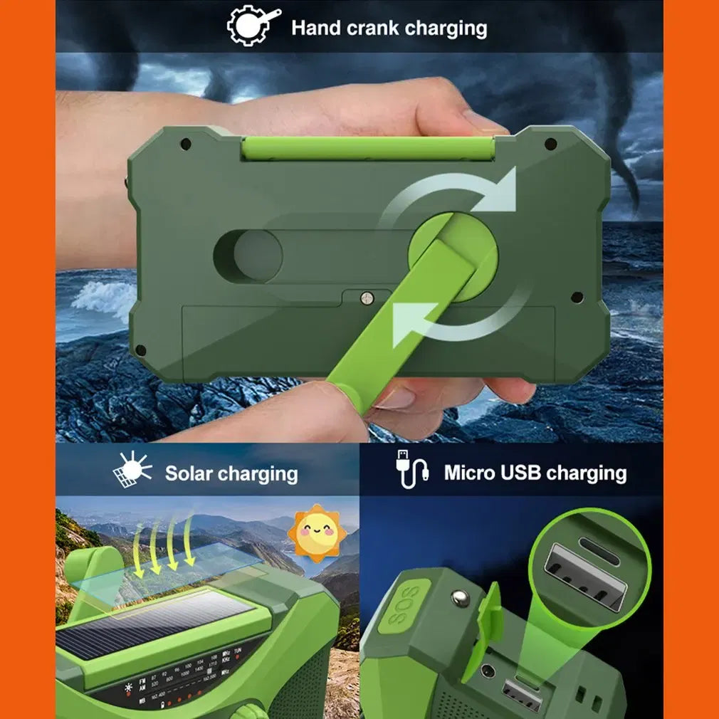 Color: black10000mAh Emergency Radio Portable AM FM WB NOAA Solar Hand Crank Radios Weather Radio LED Flashlight SOS Alarm Power Bank ..