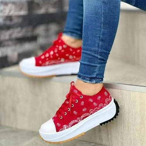 2022 Pattern Canvas Women Sneakers Casual Sport Shoes.