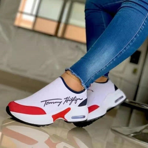 Casual Breathable Wedges Ladies Walking Sneakers Flat Women Shoes.