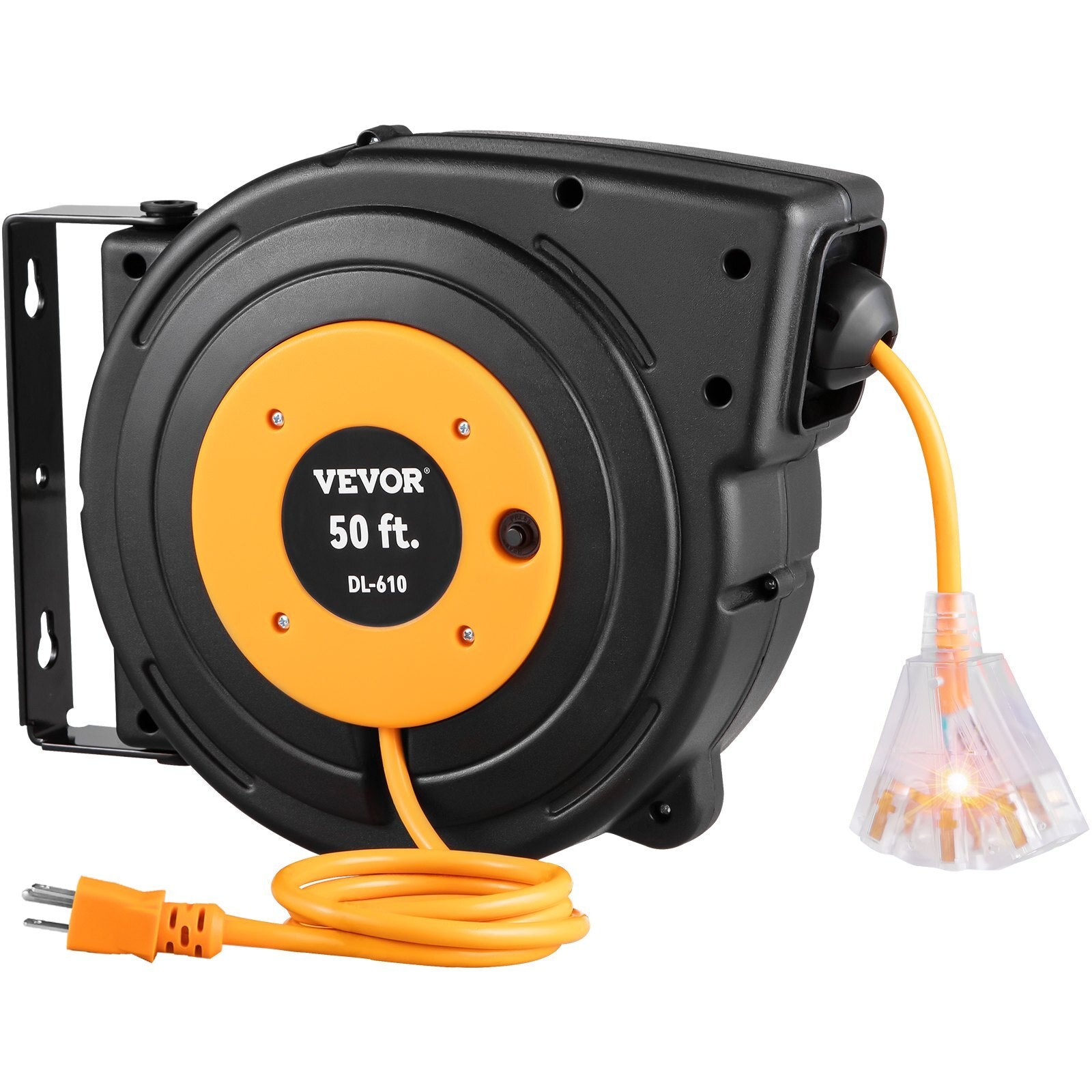 50ft Retractable Extension Cord Reel 14AWG/3CSJTOW Power Cord Reel.