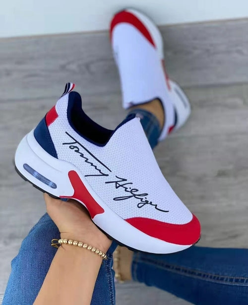 Casual Breathable Wedges Ladies Walking Sneakers Flat Women Shoes.