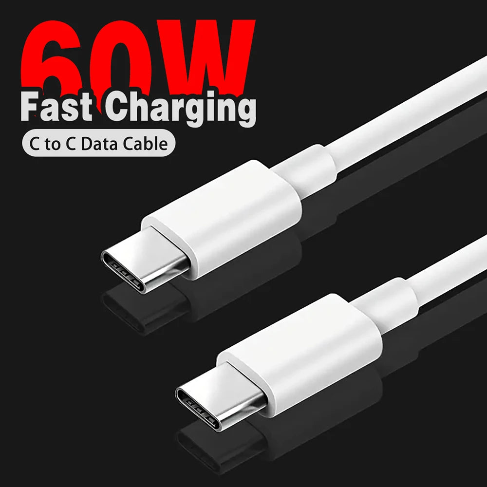 USB Type C To USB C Quick Charger Cable PD 60W Fast Charging Charger Data Cable For iPhone Macbook Laptop iPad Type-C USBC Cable.