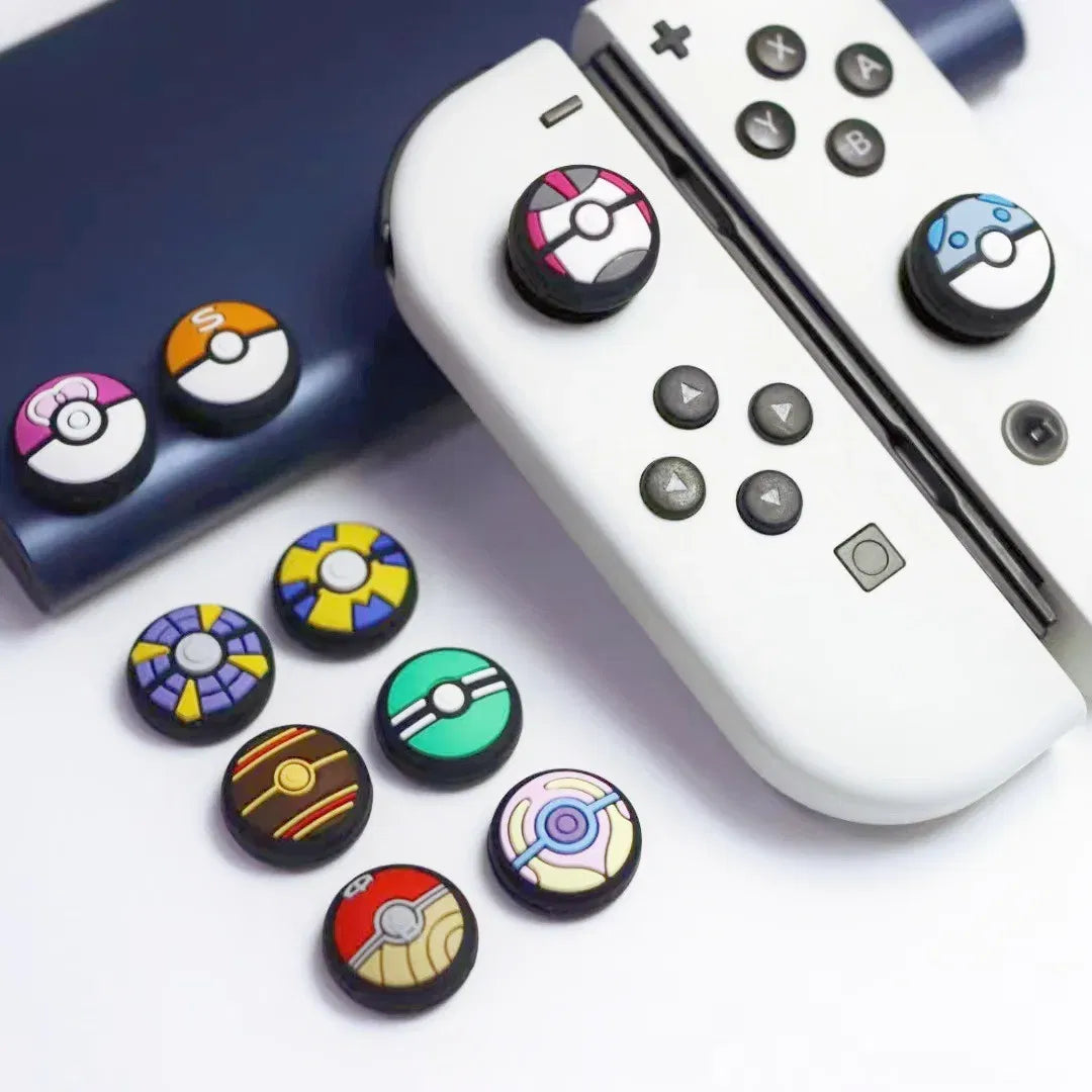 Color: Blue - 8pcs Cartoon Silicone Analog Thumb Grip Caps Compatible with Nintendo Switch OLED/Switch Lite/Switch Joystick Protective Cover.