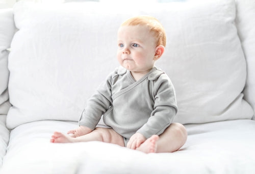 Smart Long Sleeve Kimono Bodysuit + Bib - Gray.