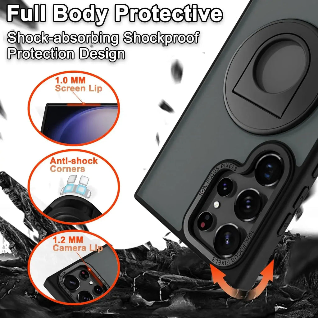 Material: EVA, Color: Black - Luxury Magsafe Wireless Charging Case for Samsung S24 S23 S22 Ultra Plus Case Skin Feel Magnetic Shockproof S23 FE Cover.