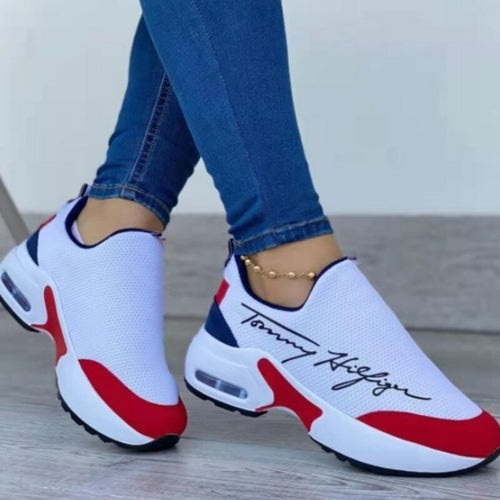 Casual Breathable Wedges Ladies Walking Sneakers Flat Women Shoes.