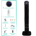 Vie Air 50 Inch Luxury Digital 3 Speed High Velocity Tower Fan with Fresh Air Ionizer and Remote Control in Black.