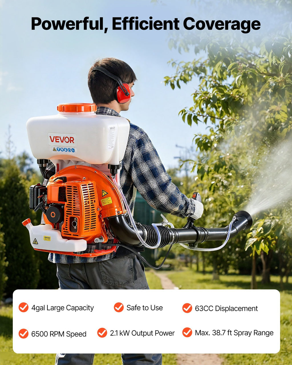 Backpack Fogger Sprayer, 63CC 3HP Engine, Gas Powered Fogger Sprayer with 4 Gallon Tank, Powder and Liquid Mister Duster System for Effective Fleas Ticks Critters Control, Gardening & Farming.