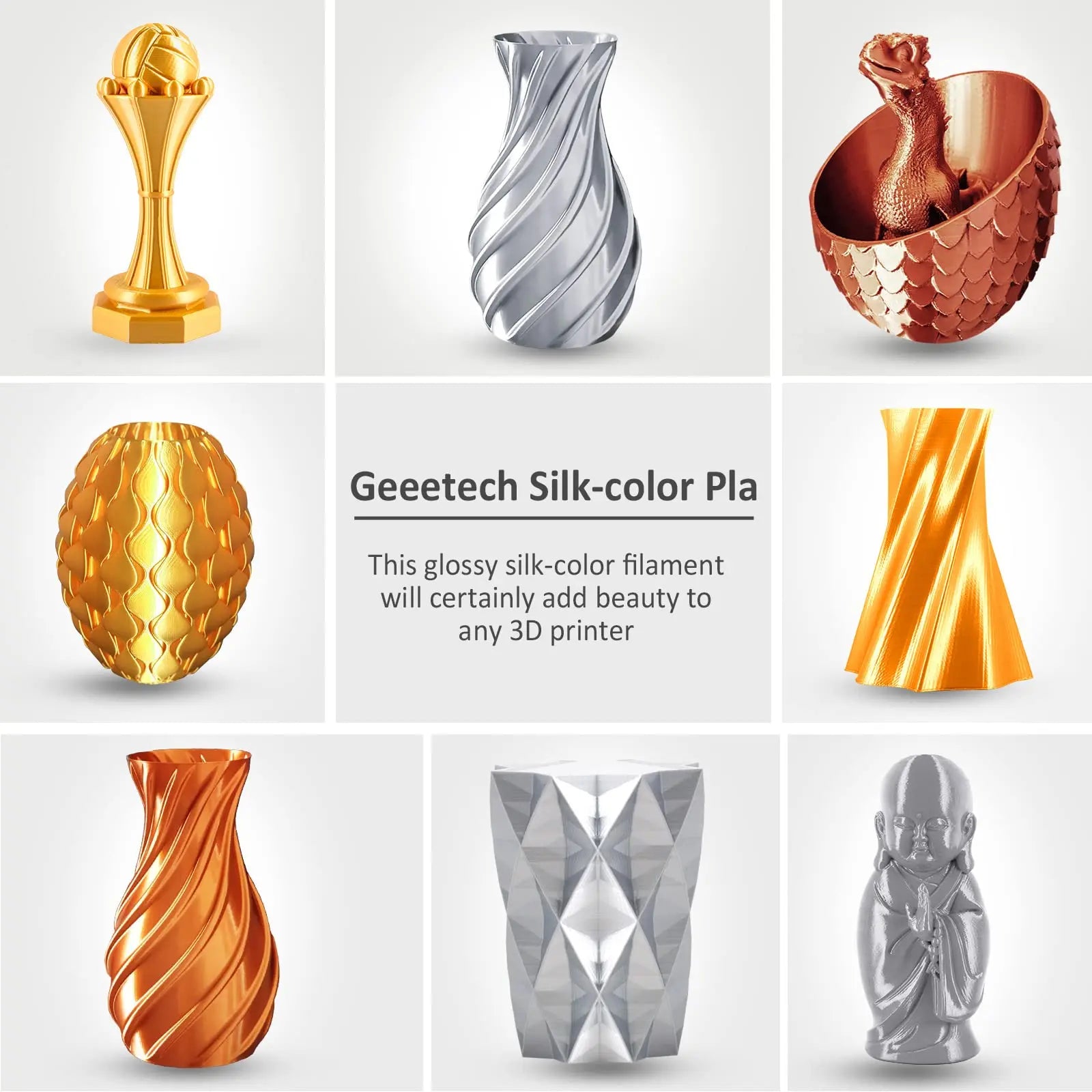 GEEETECH Silk PLA 3d Filament Wire 1kg 1.75mm.