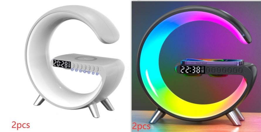 New Intelligent G Shaped LED Lamp Bluetooth Speaker Wireless Charger Atmosphere Lamp App Control For Bedroom Home Decor.