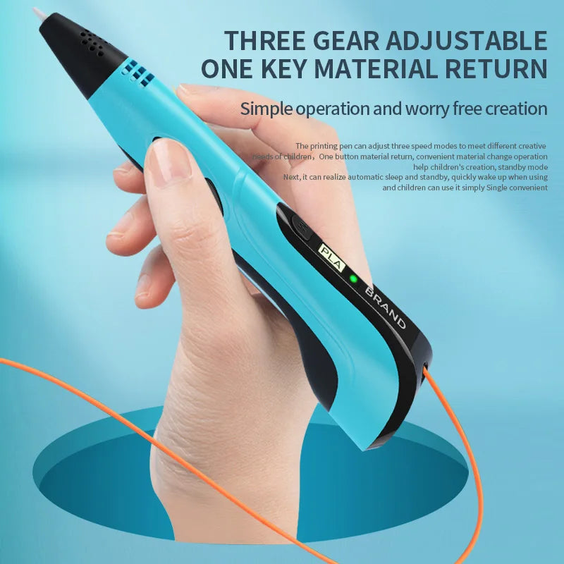 New 3D Pen 3D Printing Pen for Children 1.75mm PLA Filament DIY Drawing Birthday Christmas Gifts for Kids with Travel Case.