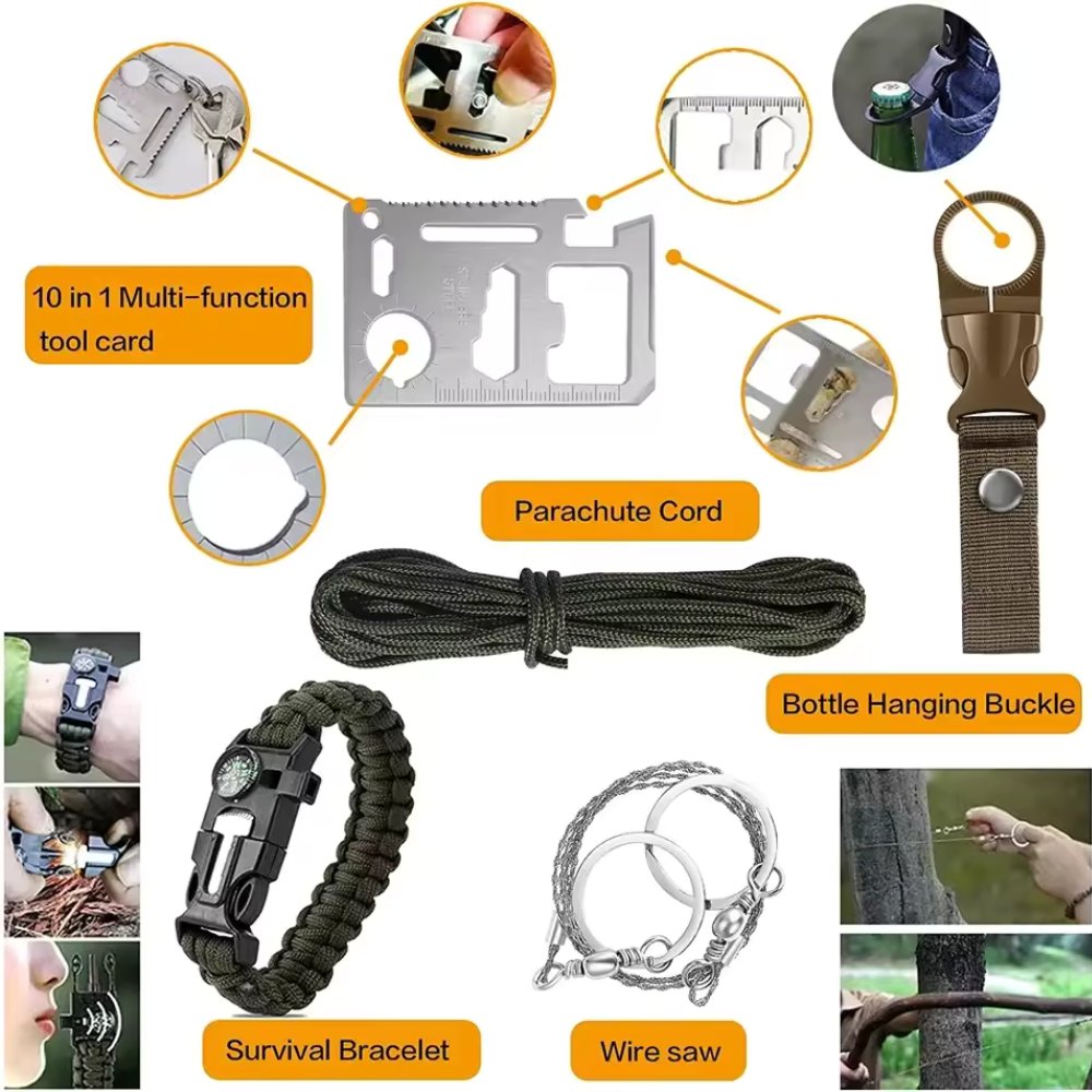 31 Pieces in 1 Bag Survival Gear and Equipment.