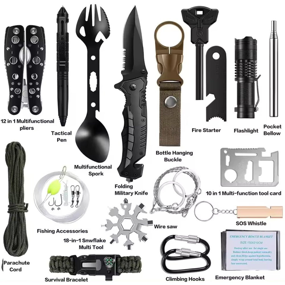 31 Pieces in 1 Bag Survival Gear and Equipment.