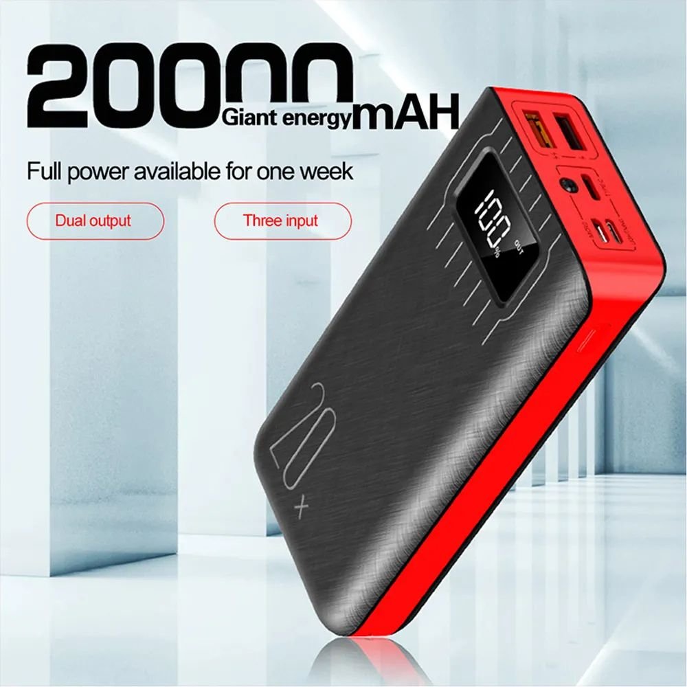 20000mAh External Battery Power Bank Dual USB With LED Flashlight.