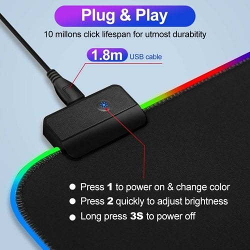 Ninja Dragons RGB Gaming 1 Touch Light Up Mouse Pad - Large Size.