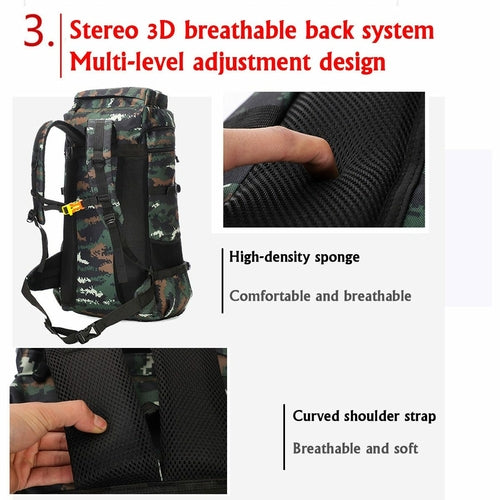 Waterproof Outdoor Camping 70L Military Backpack.