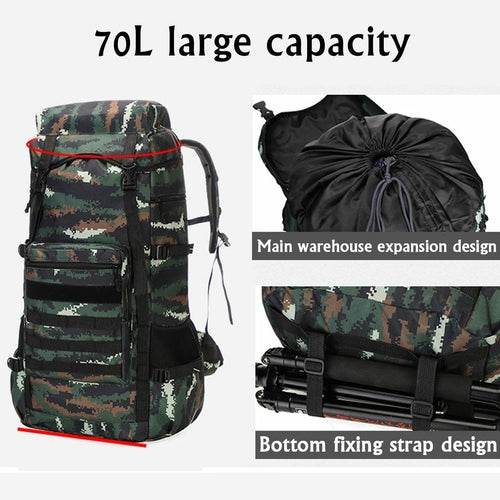 Waterproof Outdoor Camping 70L Military Backpack.