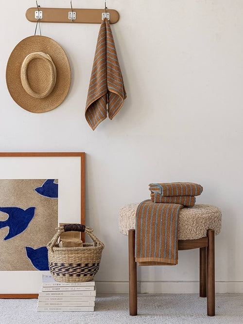 Ultra Soft Absorbent Retro Stripe Bath Towel - 100% Organic Cotton.