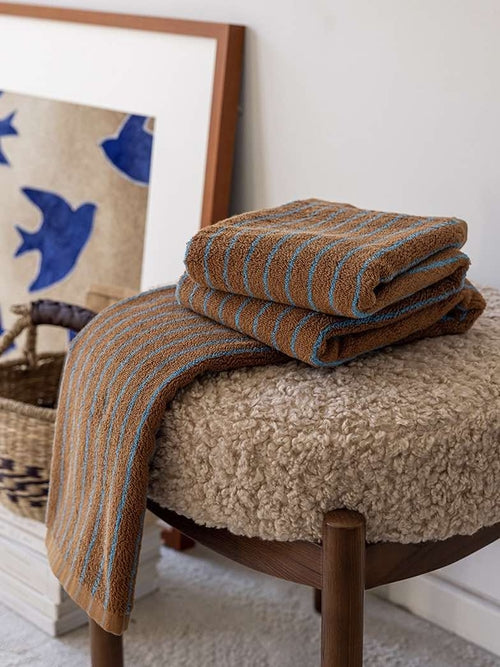 Ultra Soft Absorbent Retro Stripe Bath Towel - 100% Organic Cotton.