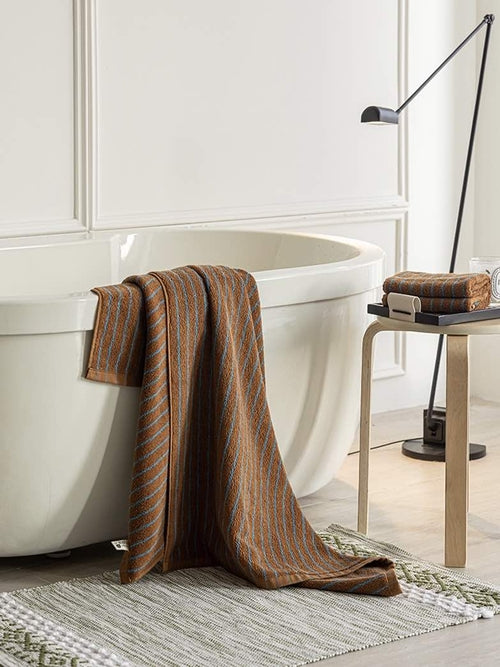 Ultra Soft Absorbent Retro Stripe Bath Towel - 100% Organic Cotton.