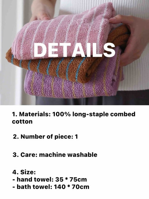 Ultra Soft Absorbent Retro Stripe Bath Towel - 100% Organic Cotton.